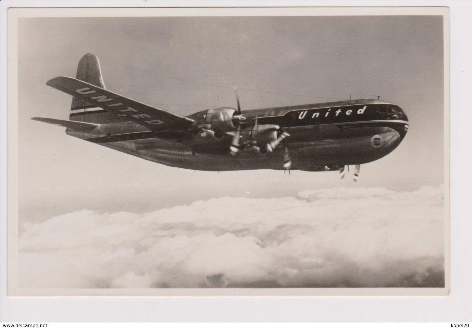 Vintage Rppc United Air Lines Boeing M-377 Stratocruiser Aircraft - 1919-1938: Between Wars