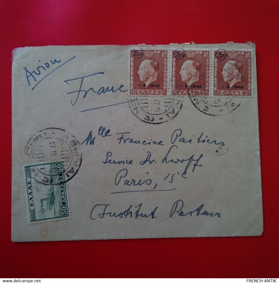 LETTRE GRECE POUR PARIS PAR AVION - Lettres & Documents