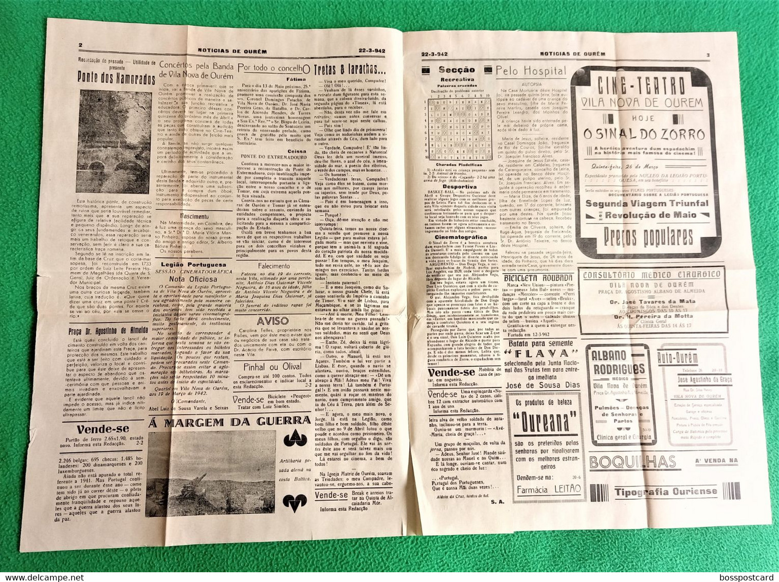 Ourém - Jornal Notícias De Ourém Nº 440, 22 De Março De 1942 - Imprensa. Leiria. Santarém. Portugal - Informations Générales