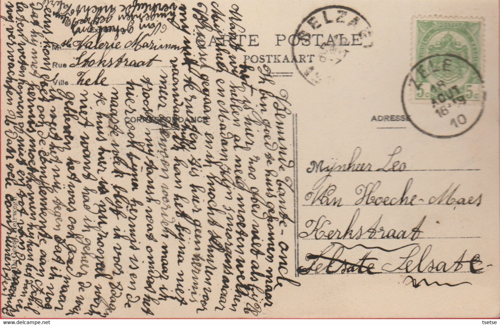 Zele -  Dekenij - 1910 ( Verso Zien ) - Zele