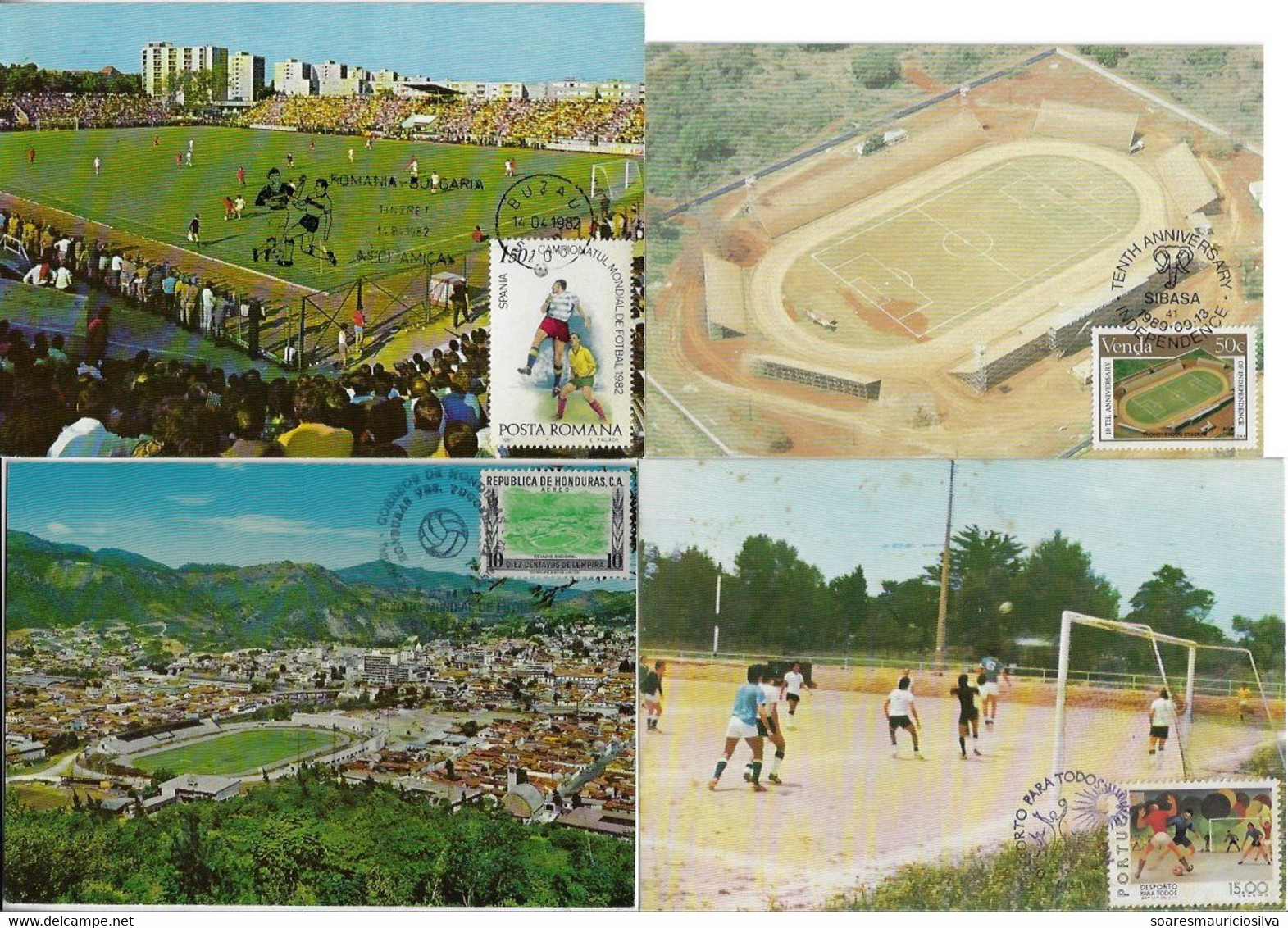 Honduras Portugal Romania And Venda 1956 / 1989 4 Maximum Card Sport Soccer Player Ball Stadium - Other & Unclassified