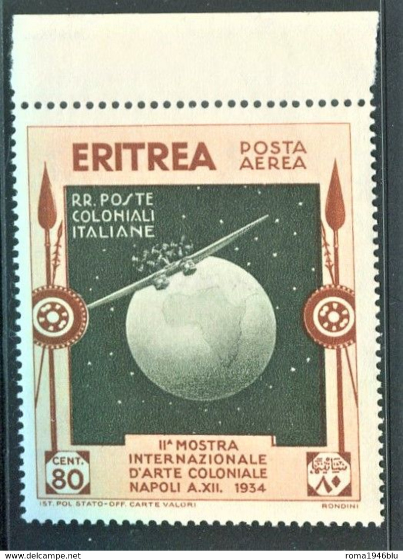 ERITREA 1934 ARTE COLONIALE POSTA AEREA  80 C.** MNH - Erythrée