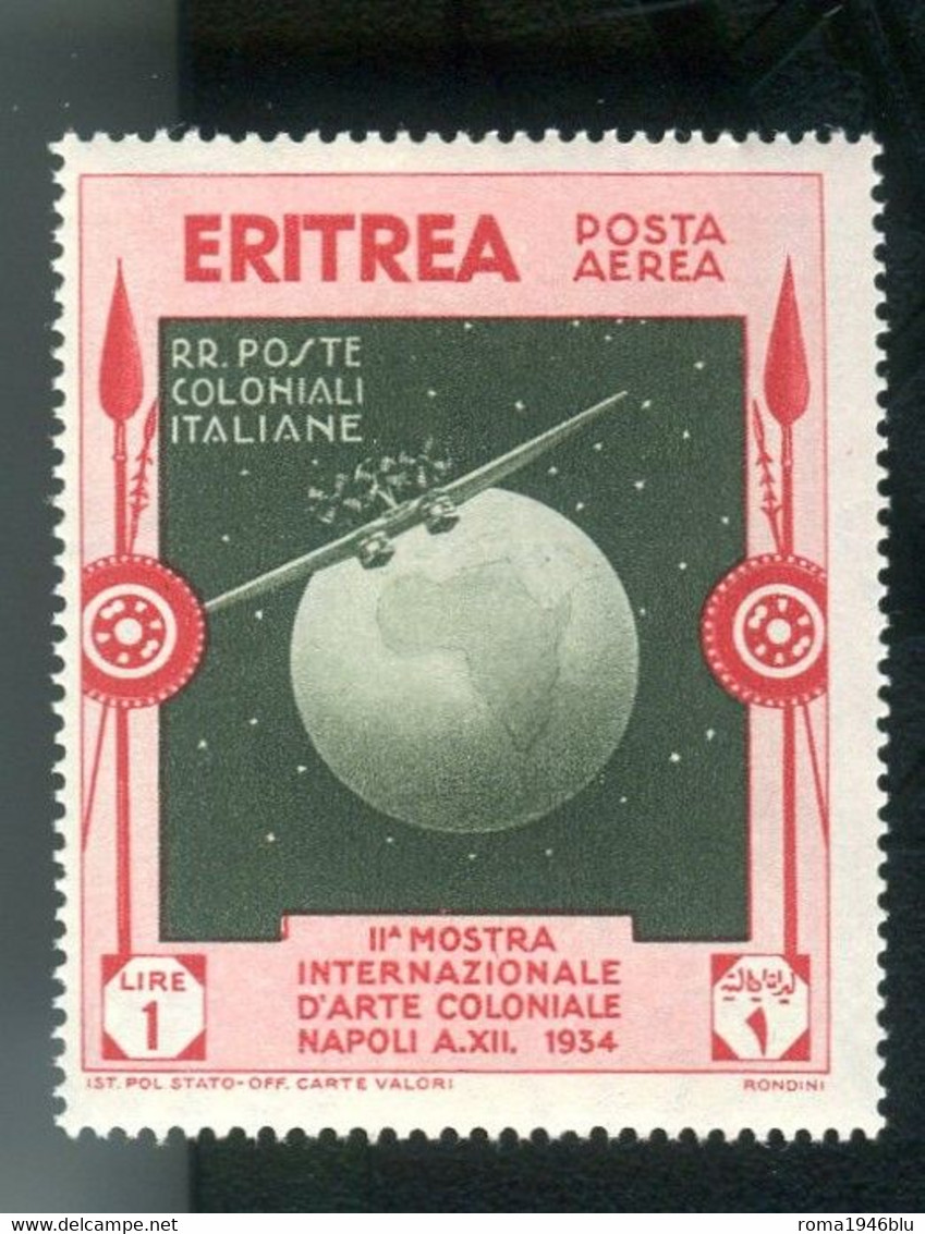 ERITREA 1934 ARTE COLONIALE POSTA AEREA 1 L.** MNH - Eritrea