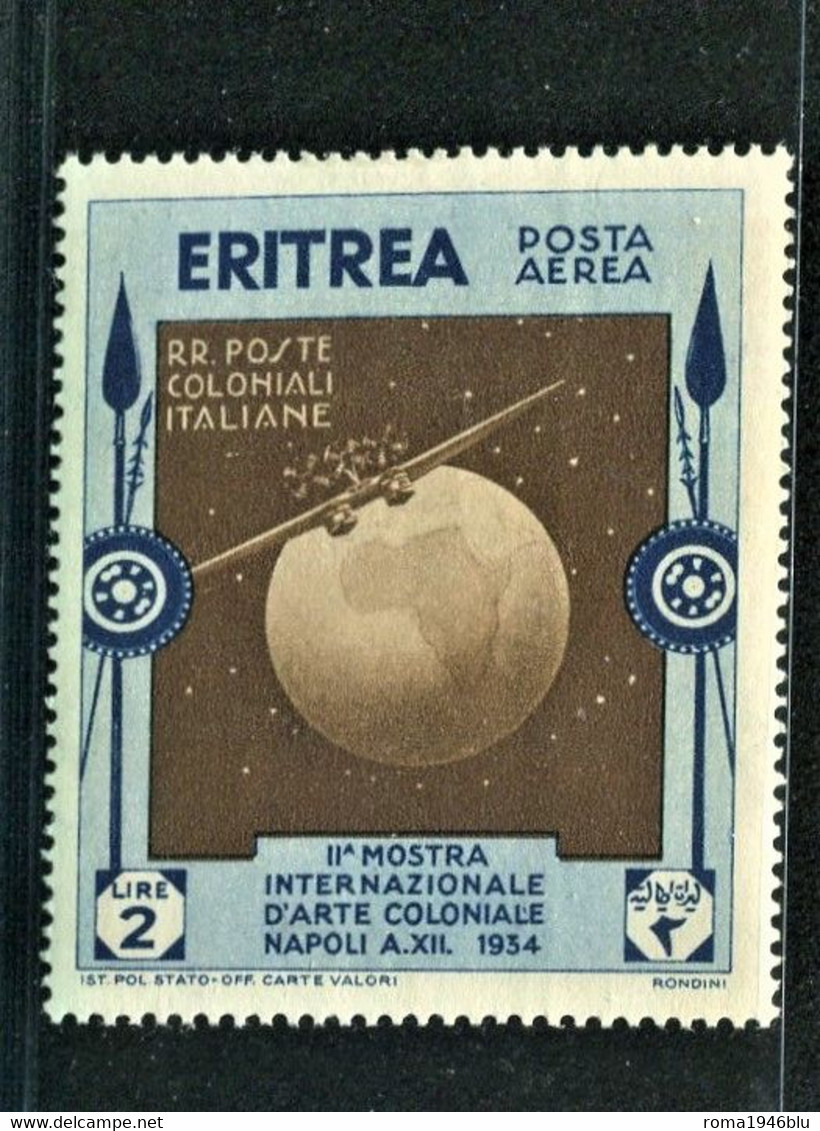 ERITREA 1934 ARTE COLONIALE POSTA AEREA 2 L.** MNH - Eritrea