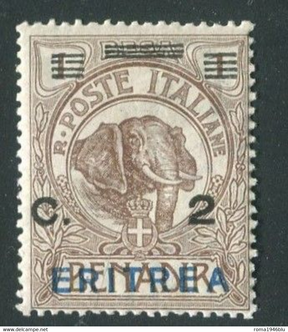 ERITREA 1924 2 C. SU 1 B SOPRAST. ERITREA ** MNH - Eritrea