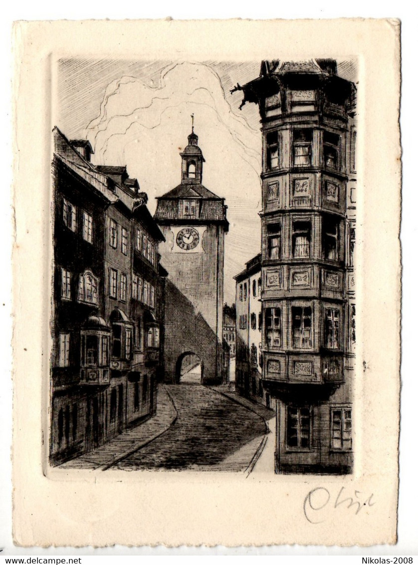 AK Schaffhausen, Schwabentor - Original-Radierung, Handabzug - Postal. Gel. Am 8.10.1950 - Other & Unclassified