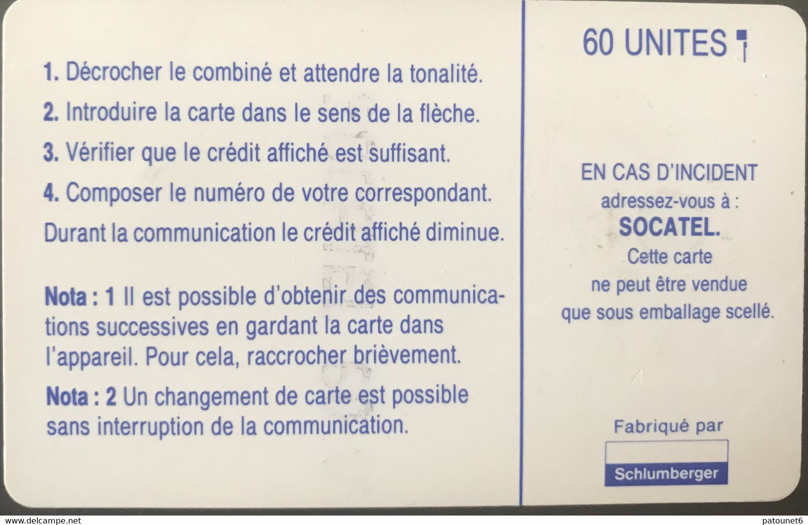 CENTRAFRICAINE (République)  -  Phonecard  -  60 Unités  -  SC 4 AN - Repubblica Centroafricana