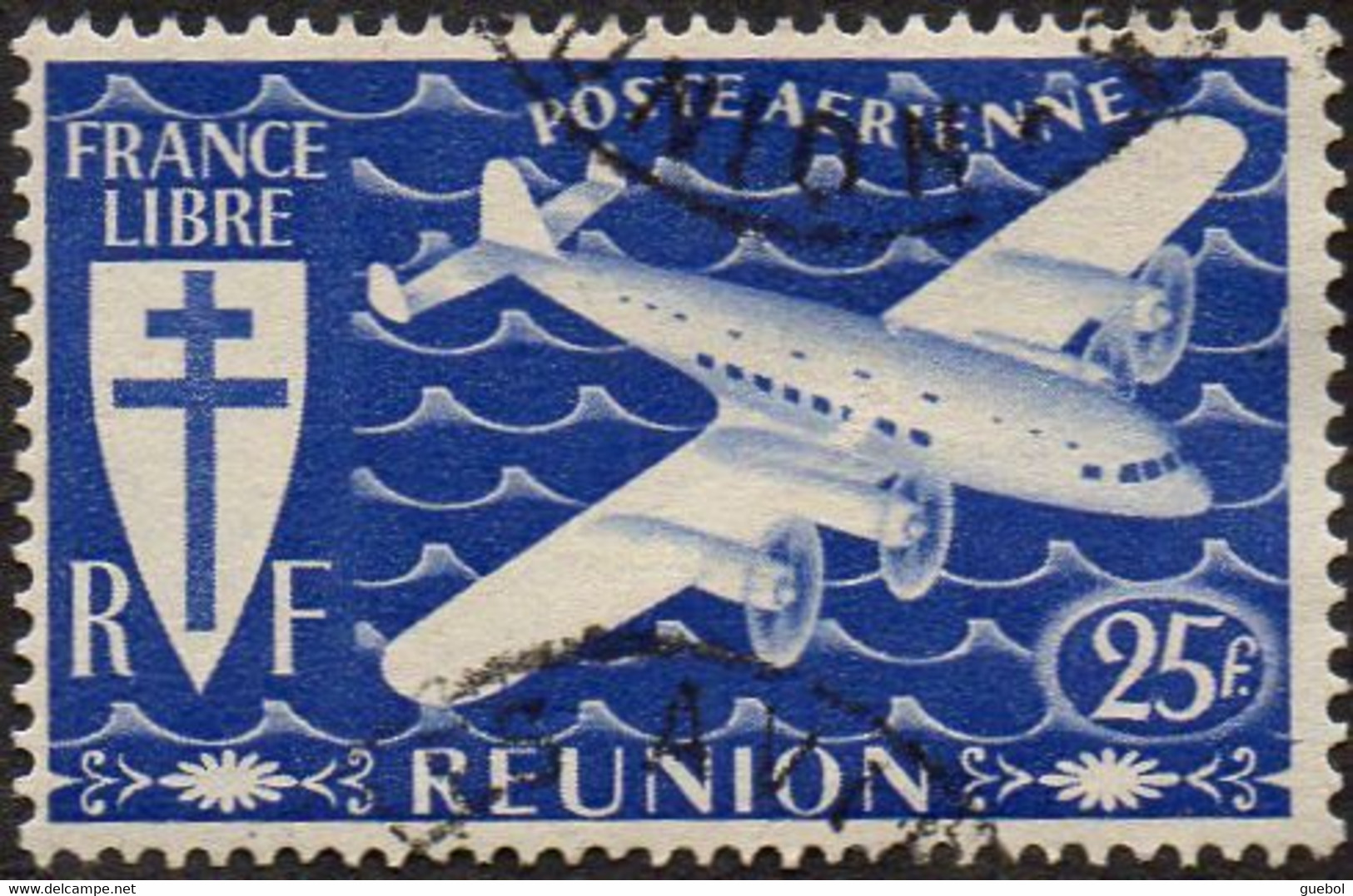 Réunion Obl. N° PA 32 - Avion Série De Londres 25f Outremer - Poste Aérienne