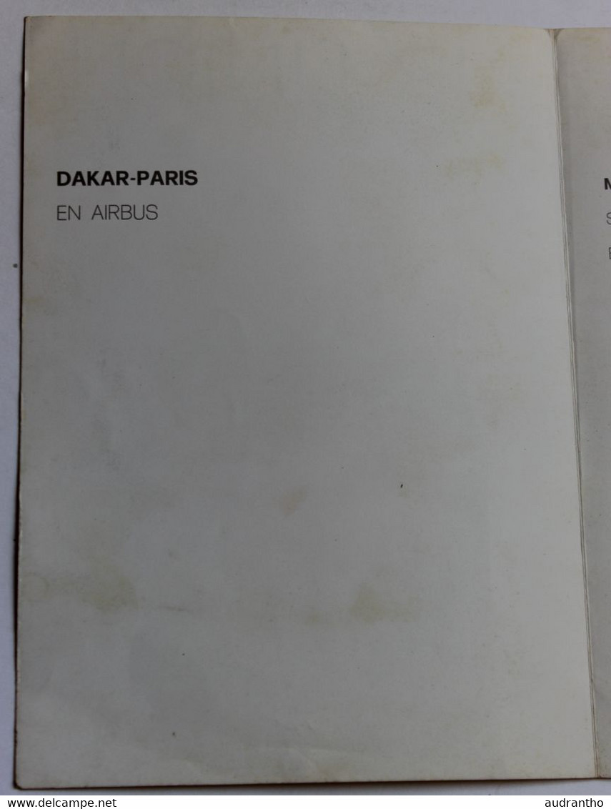 Menu Aviation Air Union Air Dakar Paris En Airbus - Menu Cards