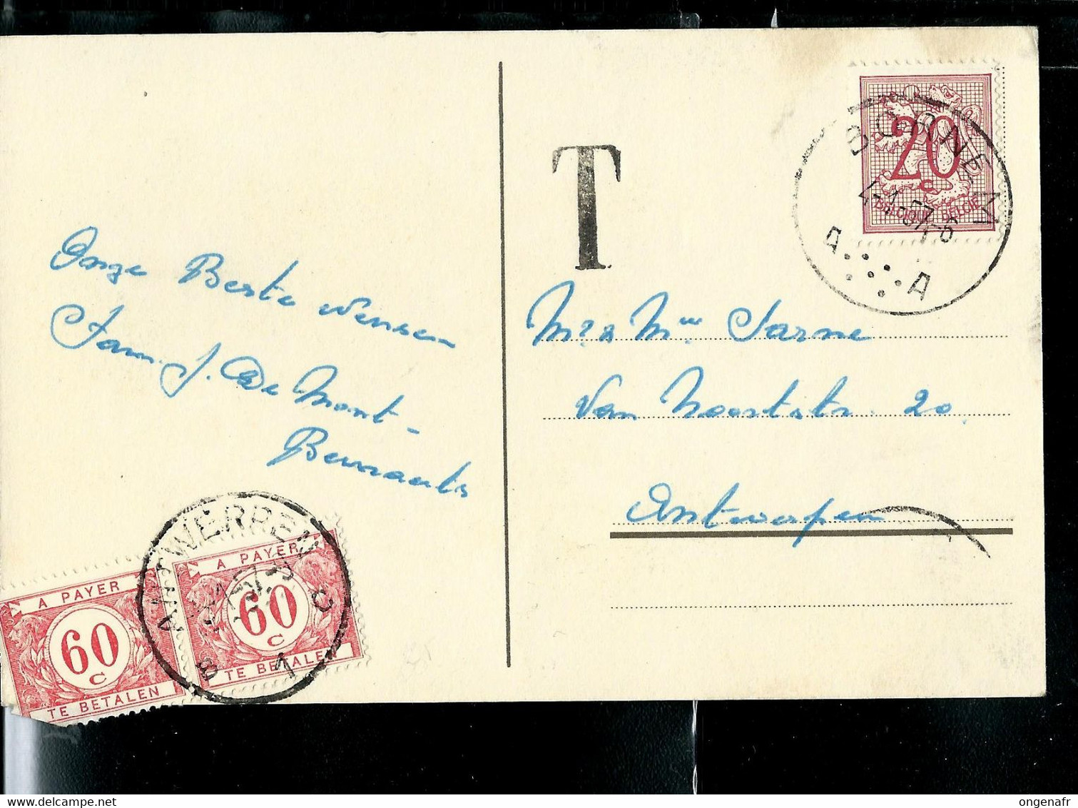 Crte Fantaisie; Obl. BORNEM - A A - 04/01/57 Pour  Taxé ANTWERPEN  ( 1,20 Cents ) - Altri & Non Classificati