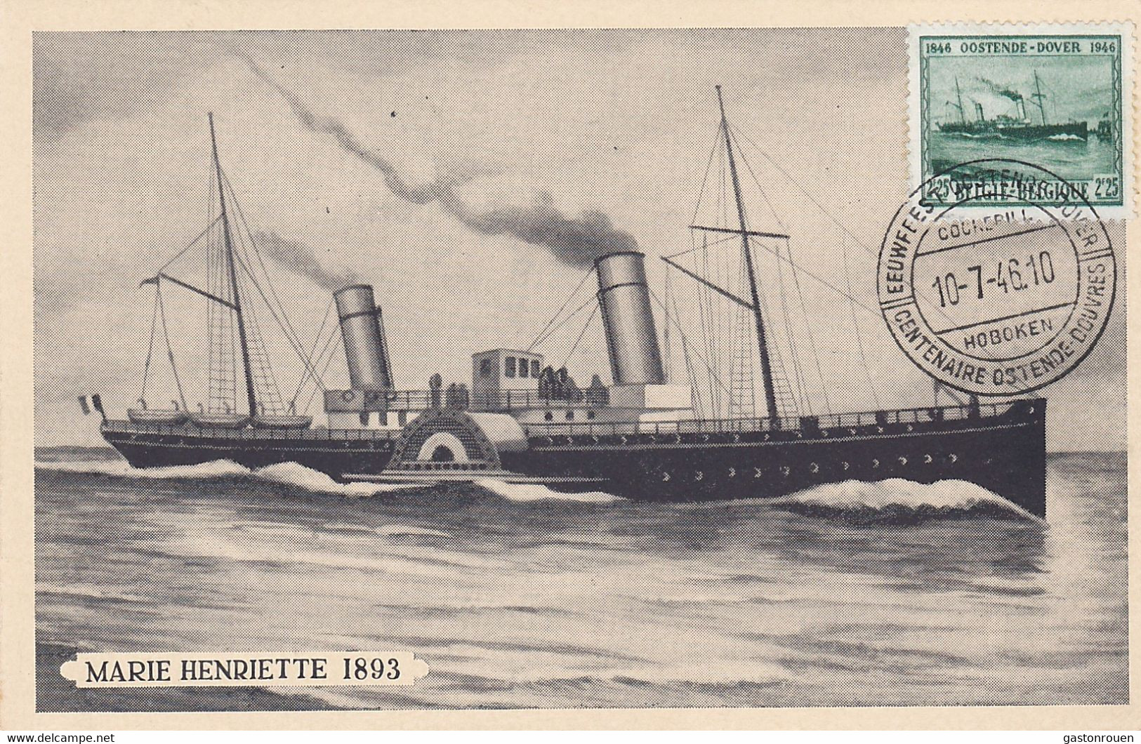 Carte Maximum Bateau Ship  Belgique 1946 Ligne Ostende Douvres - 1934-1951