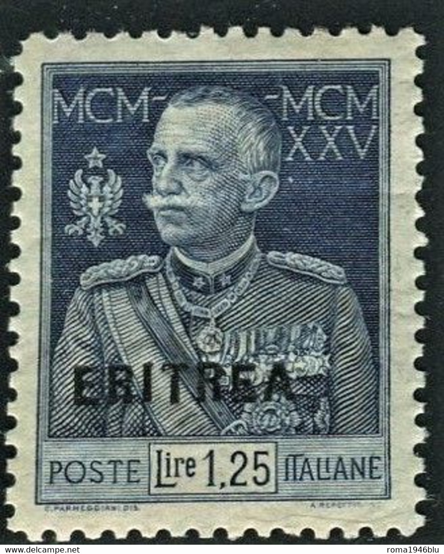 ERITREA 1925 GIUBILEO DEL RE 1,25 L. DENT. 11 ** MNH CENTRATO - Eritrea