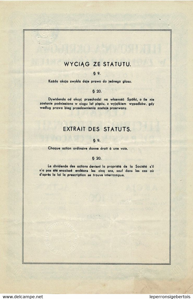 Titre Ancien - Centrale Electrique Régionale Du Bassin De Cracovie - Titre De 1935 - VF - Electricidad & Gas