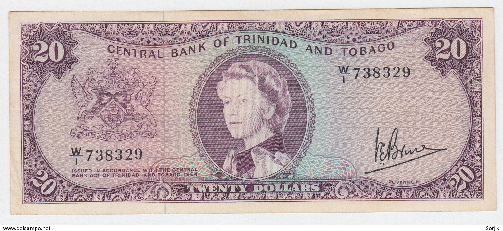 Trinidad & Tobago 20 Dollars 1964 VF+ Pick 33a  33 A - Trinidad & Tobago