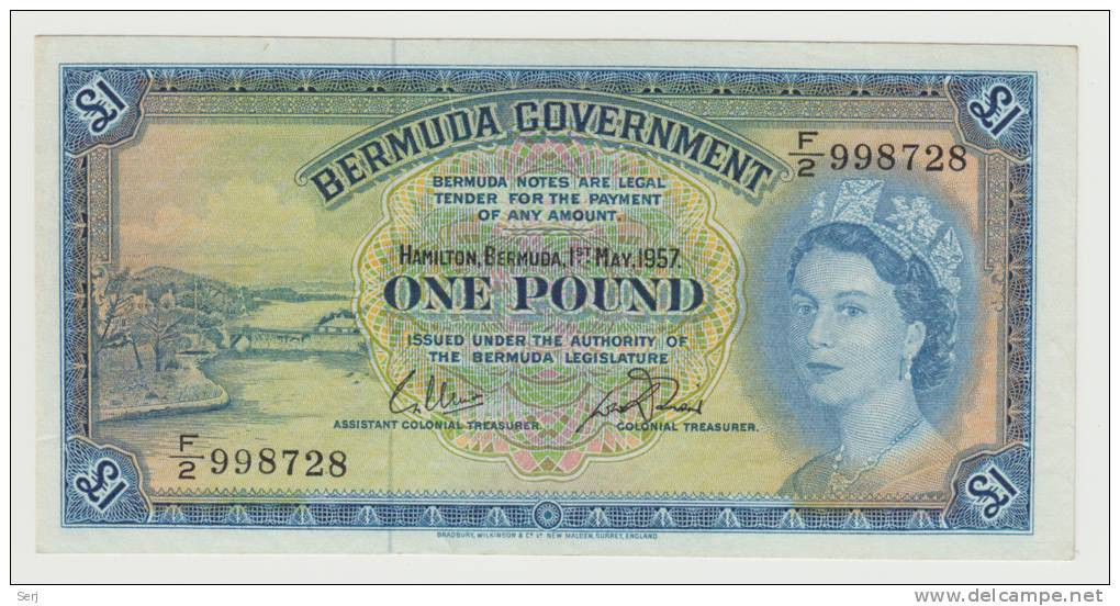 Bermuda 1 Pound 1st May 1957 AUNC+ P 20c  20 C - Bermuda