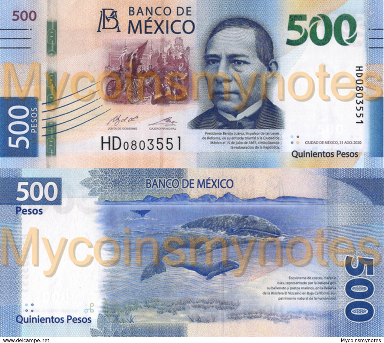 MEXICO 500 Pesos, 2020, P-New, , Not Yet In Catalog, New Signatures Carrillo&Rabiela, UNC - Mexico