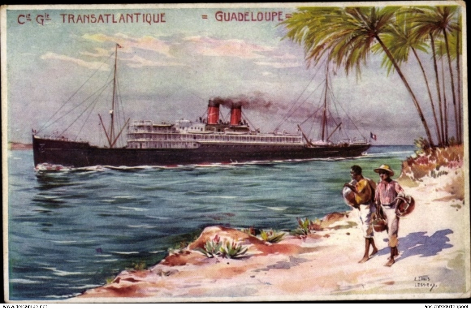 Artiste CPA Louis, E., Paquebot Guadeloupe, Compagnie Générale Transatlantique CGT - Autres & Non Classés
