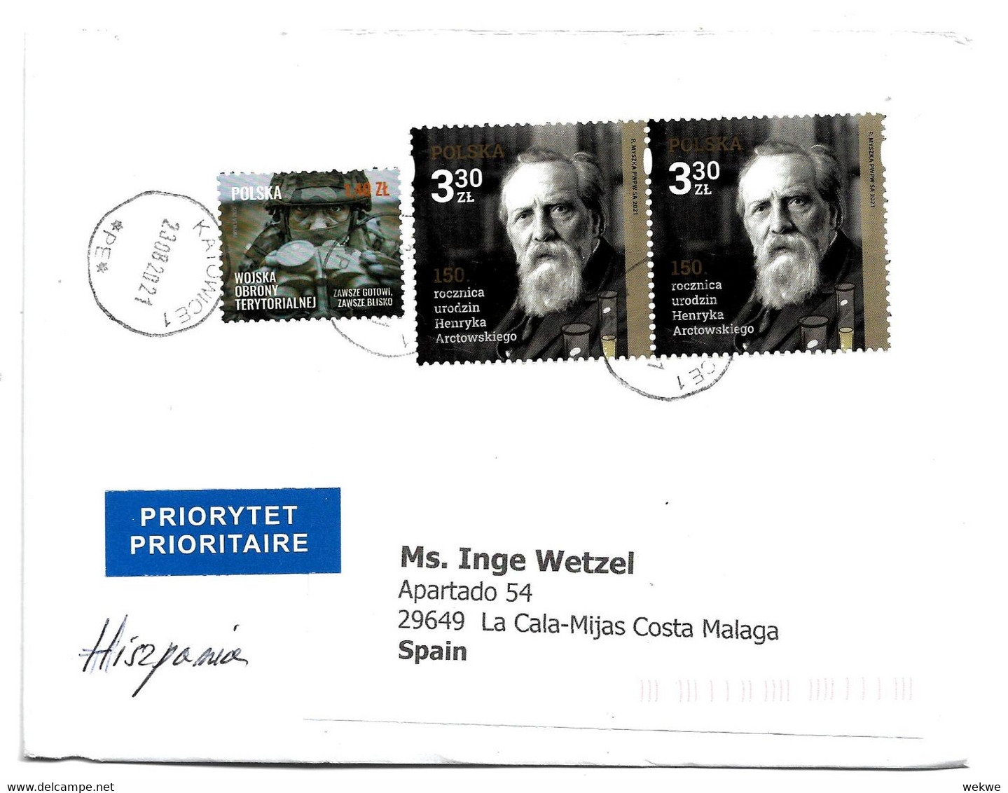 Pol291 / POLEN - Henryka Arctowskriego 2021 - Cartas & Documentos