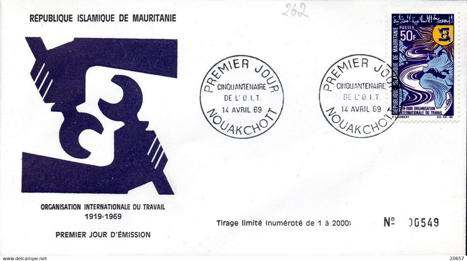 Mauritanie Mauritania 0363 Mi 0262 Y, Fdc Cinquantenaire De L'OIT, Travail - OIT