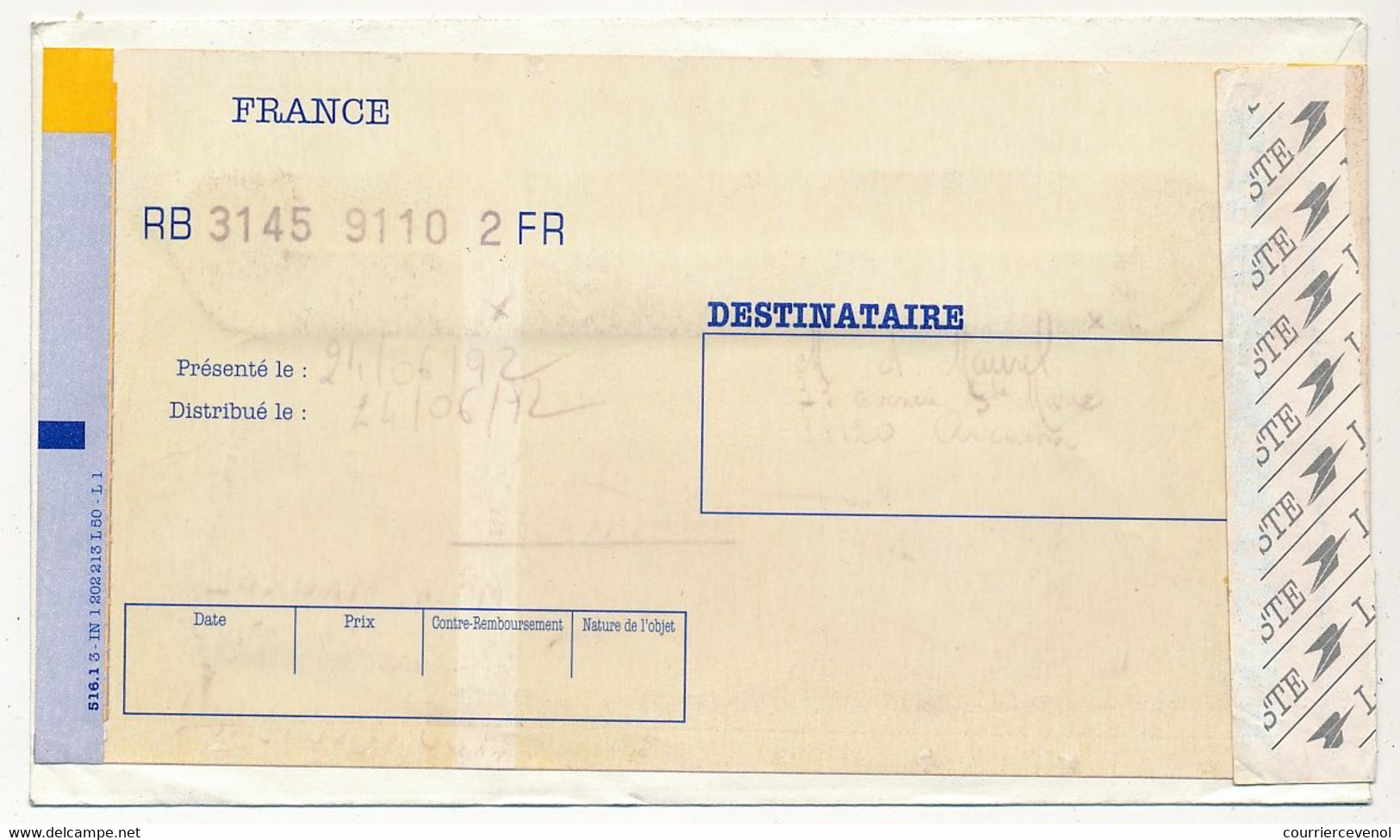 TAAF - Enveloppe Affr 24,50 Topex Poseidon - St Martin De Vivies St PaulAms - 8/1/1992 - Brieven En Documenten