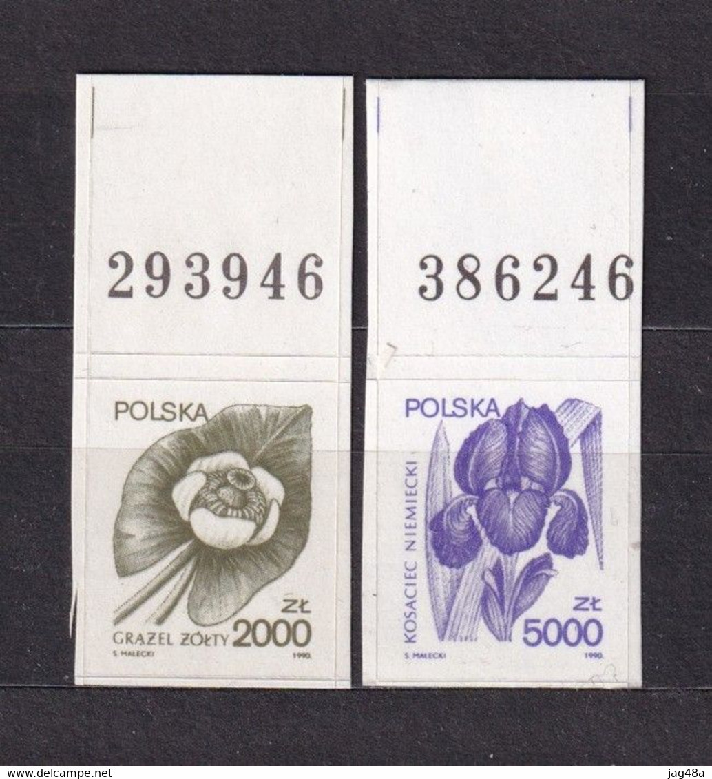 POLAND.1990/Medical Plants.. 2v, Self Adhesive With Numbered Margin/mintNH. - Essais & Réimpressions