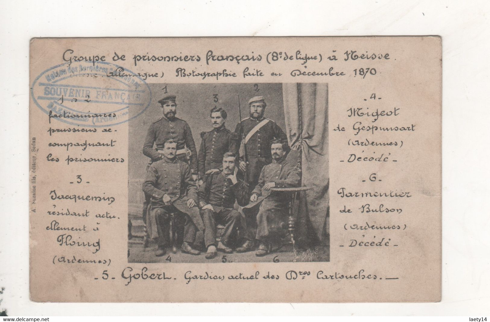 Groupe De Prisonniers Francais A Neisse En 1870 - Militaria