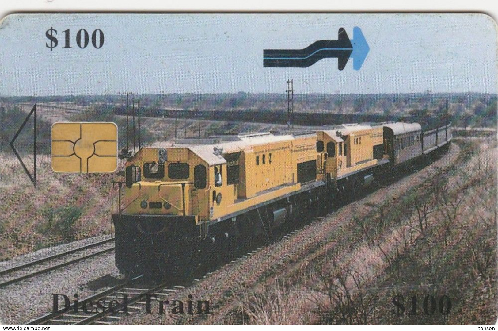 Zimbabwe, ZIM-30, $100, Diesel Train, 2 Scans. - Simbabwe