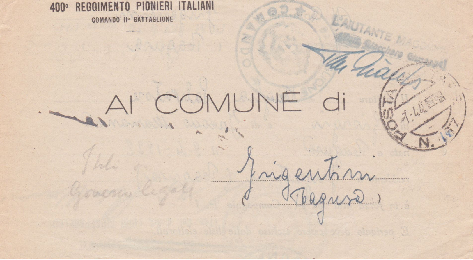 1945 POSTA MILITARE/N. 167 (7.4.45) Su Piego - Marcophilia