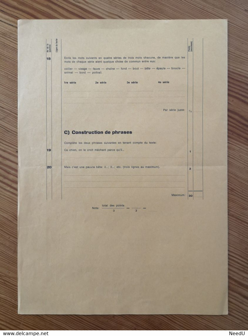 Examen D'admission En Classe Supérieure - 9 Mars 1967- Lecture Expliquée - Diplome Und Schulzeugnisse