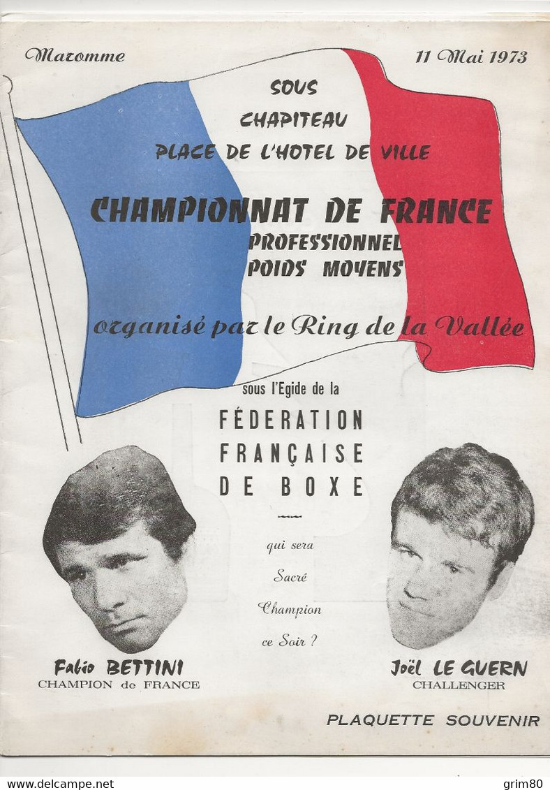 CHAMPIONNAT   DE FRANCE PROFESSIONNEL   DE  BOXE - Zonder Classificatie