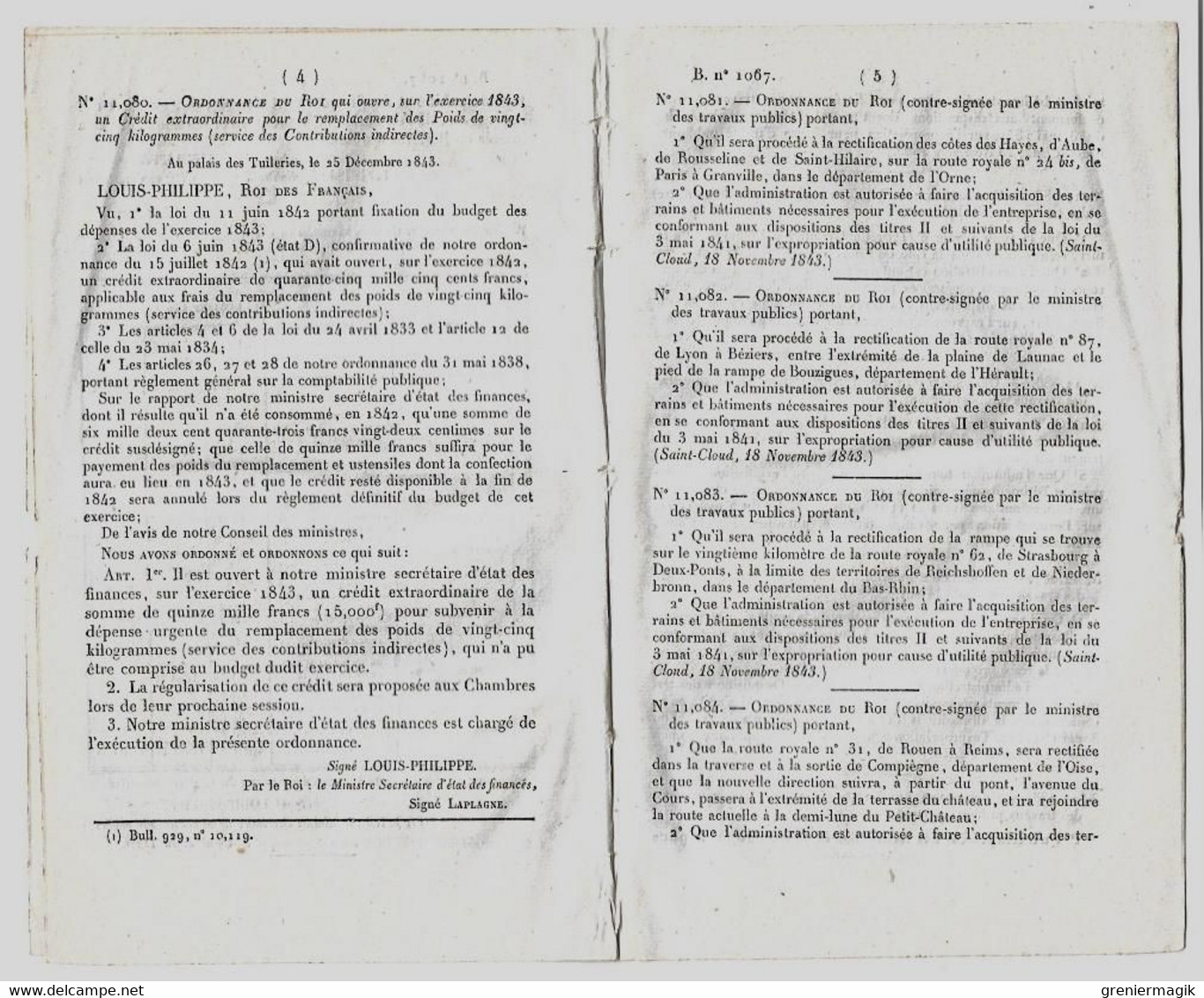 Bulletin Des Lois 1067 1844 Remplacement Des Poids De Vingt-cinq Kilogrammes/Reichshoffen-Niederbronn/Compiègne - Décrets & Lois