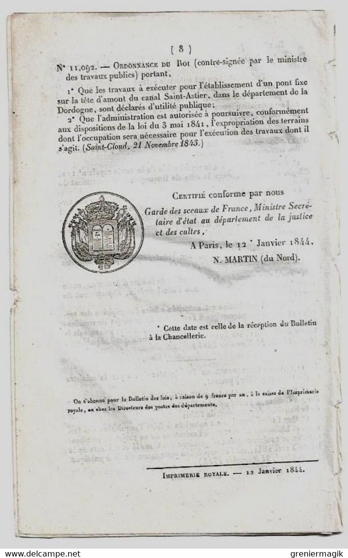 Bulletin Des Lois 1067 1844 Remplacement Des Poids De Vingt-cinq Kilogrammes/Reichshoffen-Niederbronn/Compiègne - Décrets & Lois