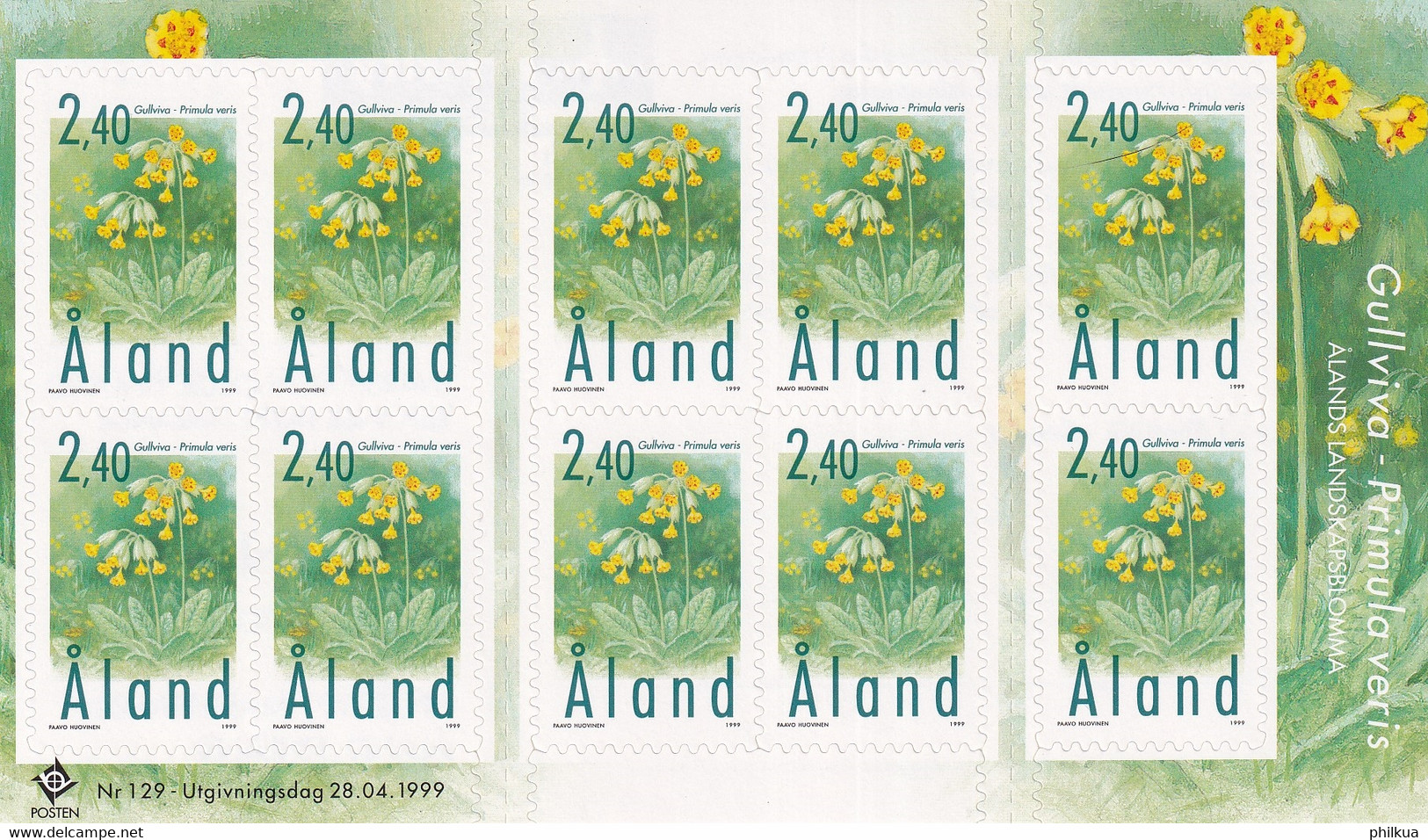 MiNr. 156 Finnland Alandinseln1999, 28. April. Freimarke: Pflanzen. Odr., Folienblatt Postfrisch/**/MNH - Aland