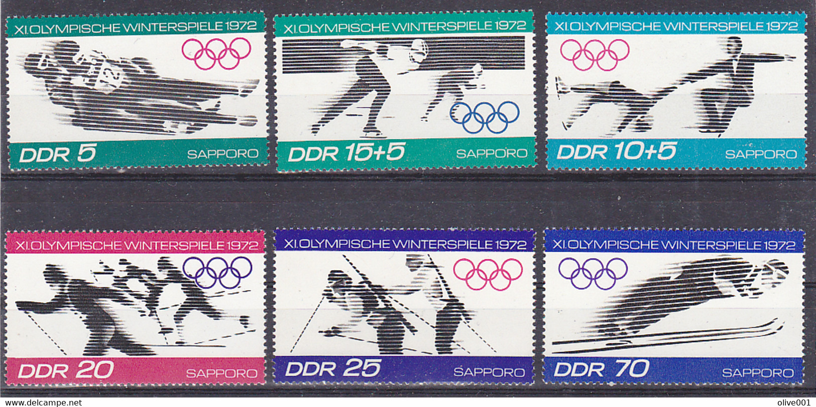 Timbres De La DDR De 1971 Des Jeux Olympique D'hiver De Sapporo 1972 6Tp MI N° 1725/30 MNH ** 50% De La Cote - Winter 1972: Sapporo