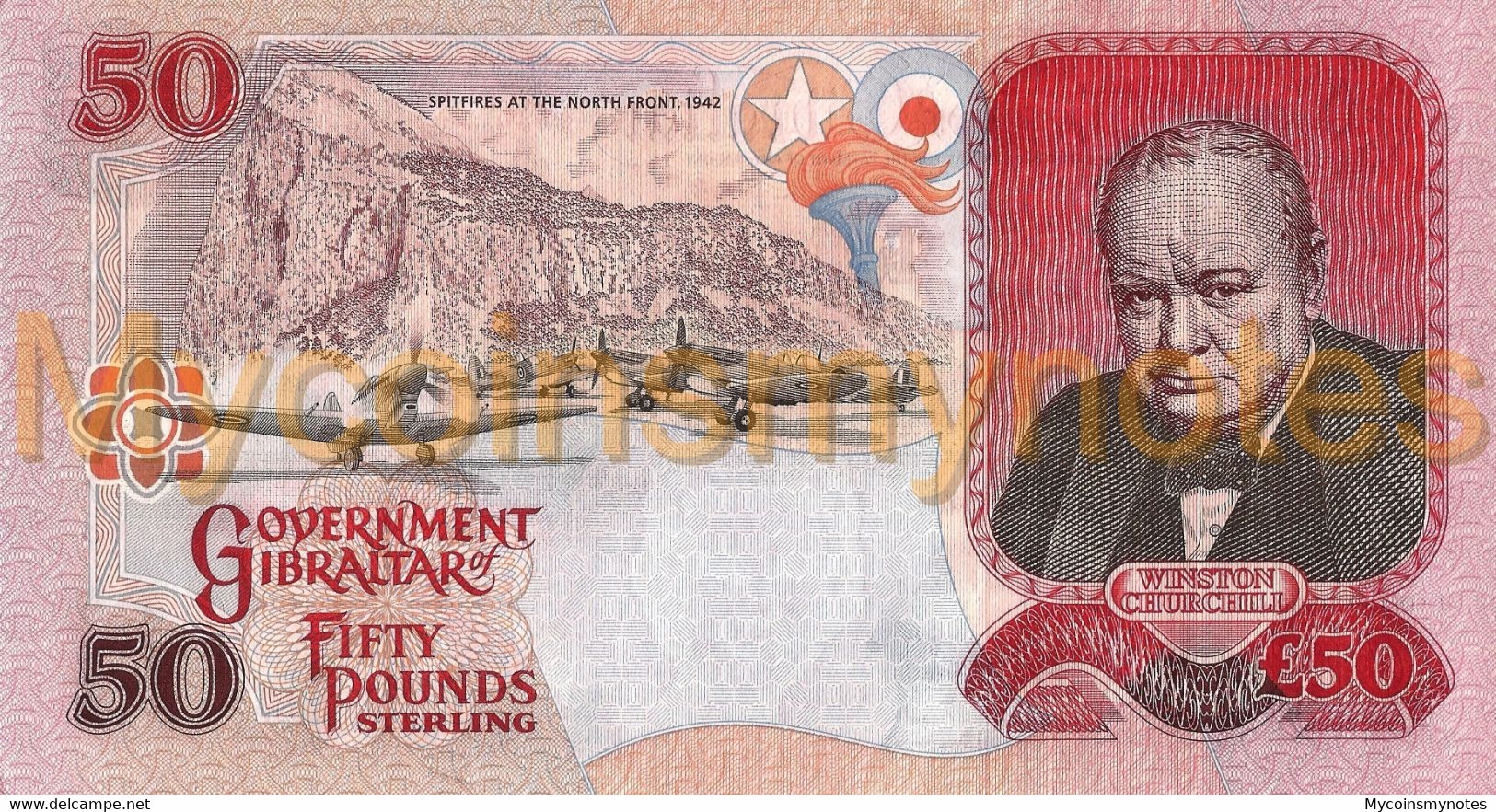 GIBRALTAR, £50 POUNDS, 2006, P34, Prefix AA, Q. Elizabeth II & W. Churchill, UNC - Gibraltar