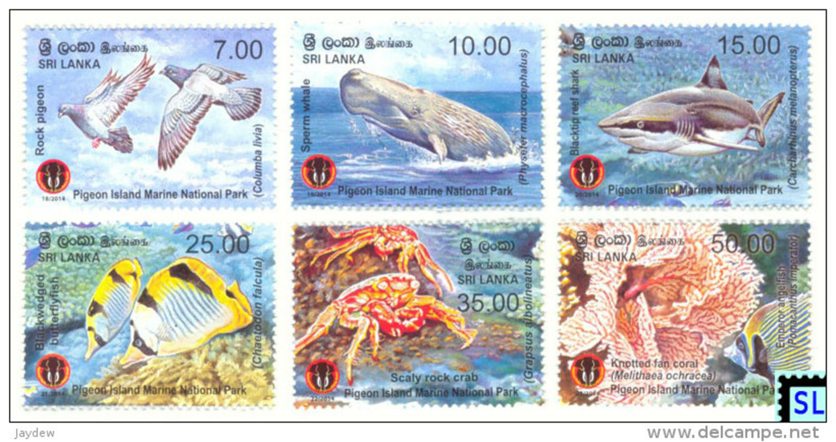 Sri Lanka Stamps 2014, Pigeon Island Marine National Park, Birds, Fish, Coral, Whale, Shark, Crab, MNH - Sri Lanka (Ceylon) (1948-...)