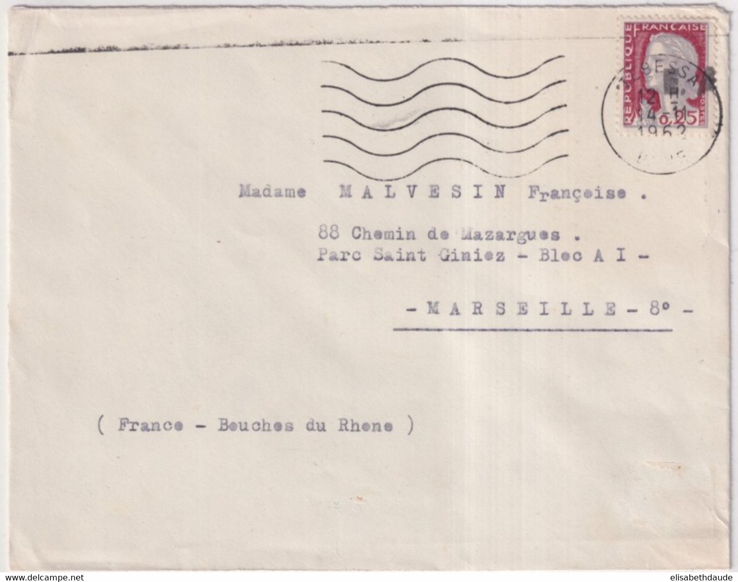 1962 - ETAT ALGERIEN / SURCHARGE "EA" - MARIANNE DE DECARIS - ENVELOPPE De TEBESSA ! => MARSEILLE - Algérie (1962-...)