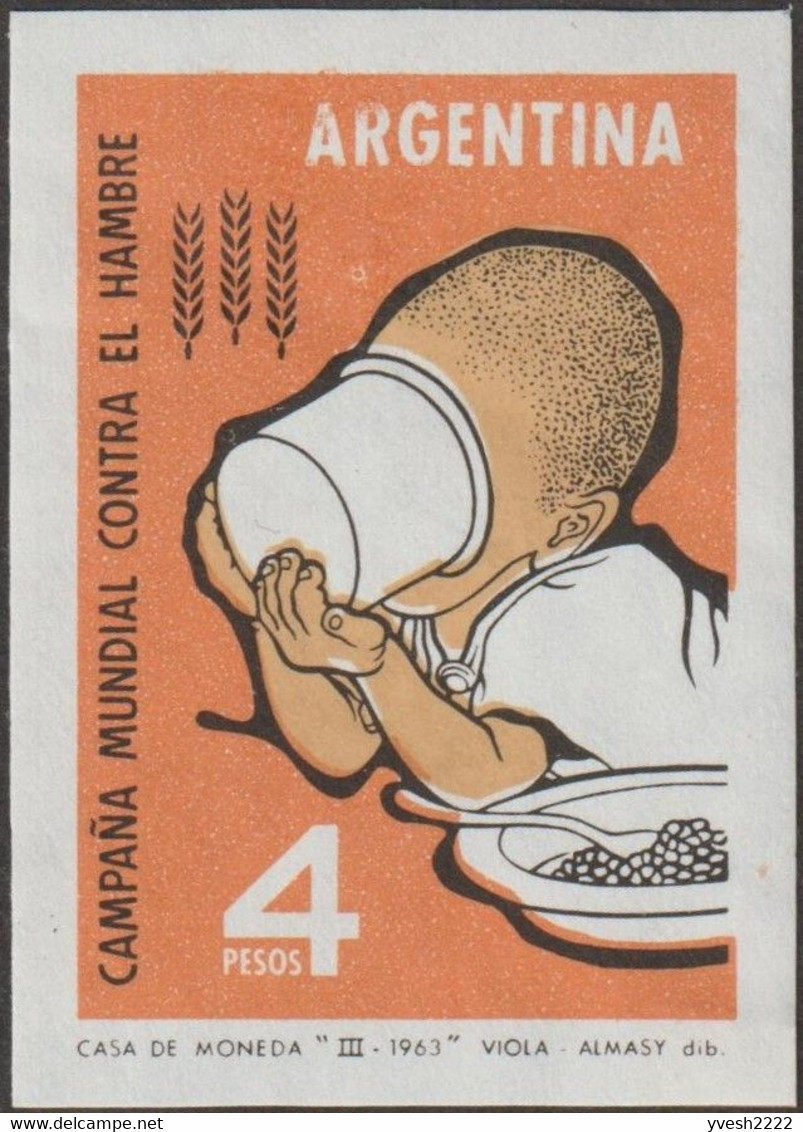 Argentine 1963 Y&T 668 Quatre Essais De Couleurs. Campagne Mondiale Contre La Faim. Enfant Buvant, Petits Pois - Tegen De Honger