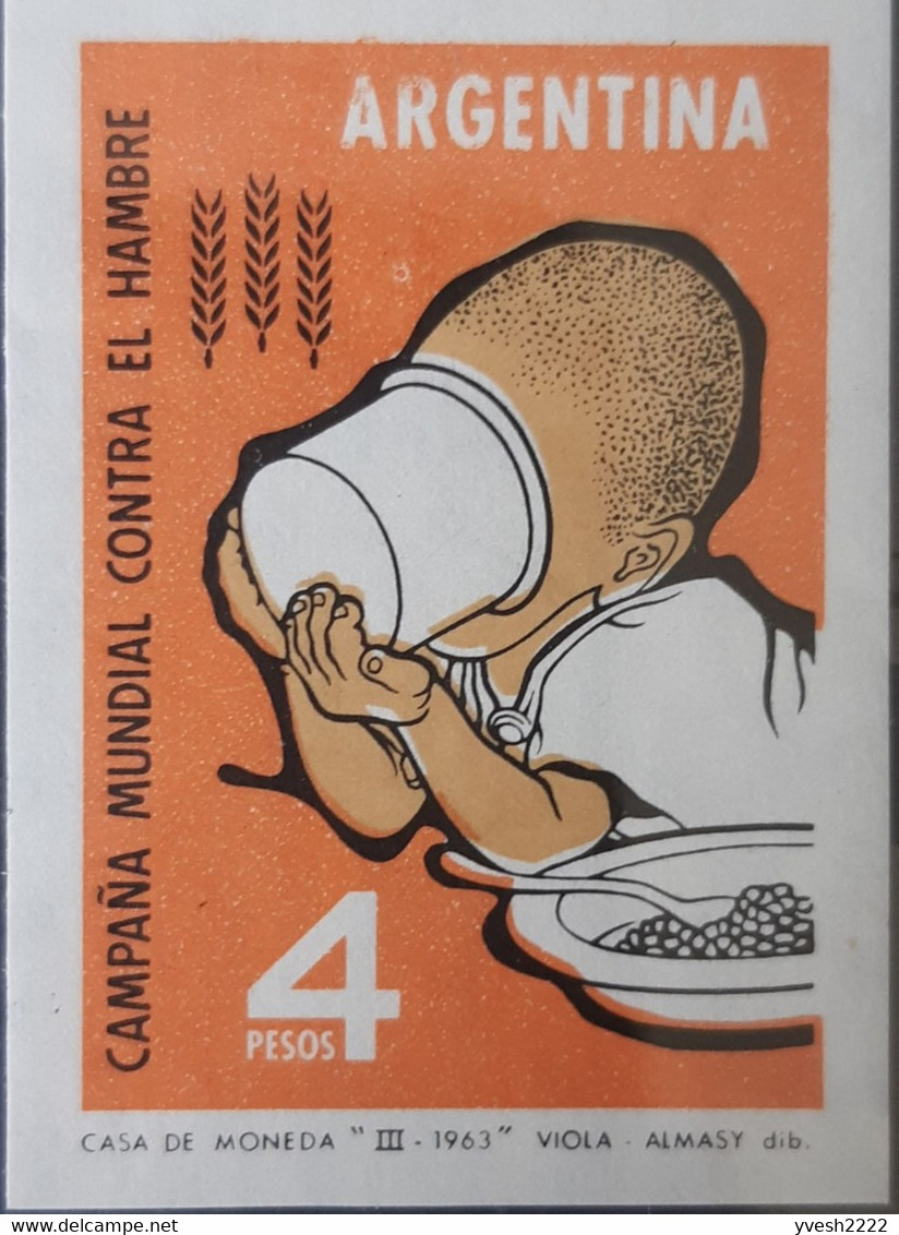 Argentine 1963 Y&T 668 Quatre Essais De Couleurs. Campagne Mondiale Contre La Faim. Enfant Buvant, Petits Pois - Against Starve