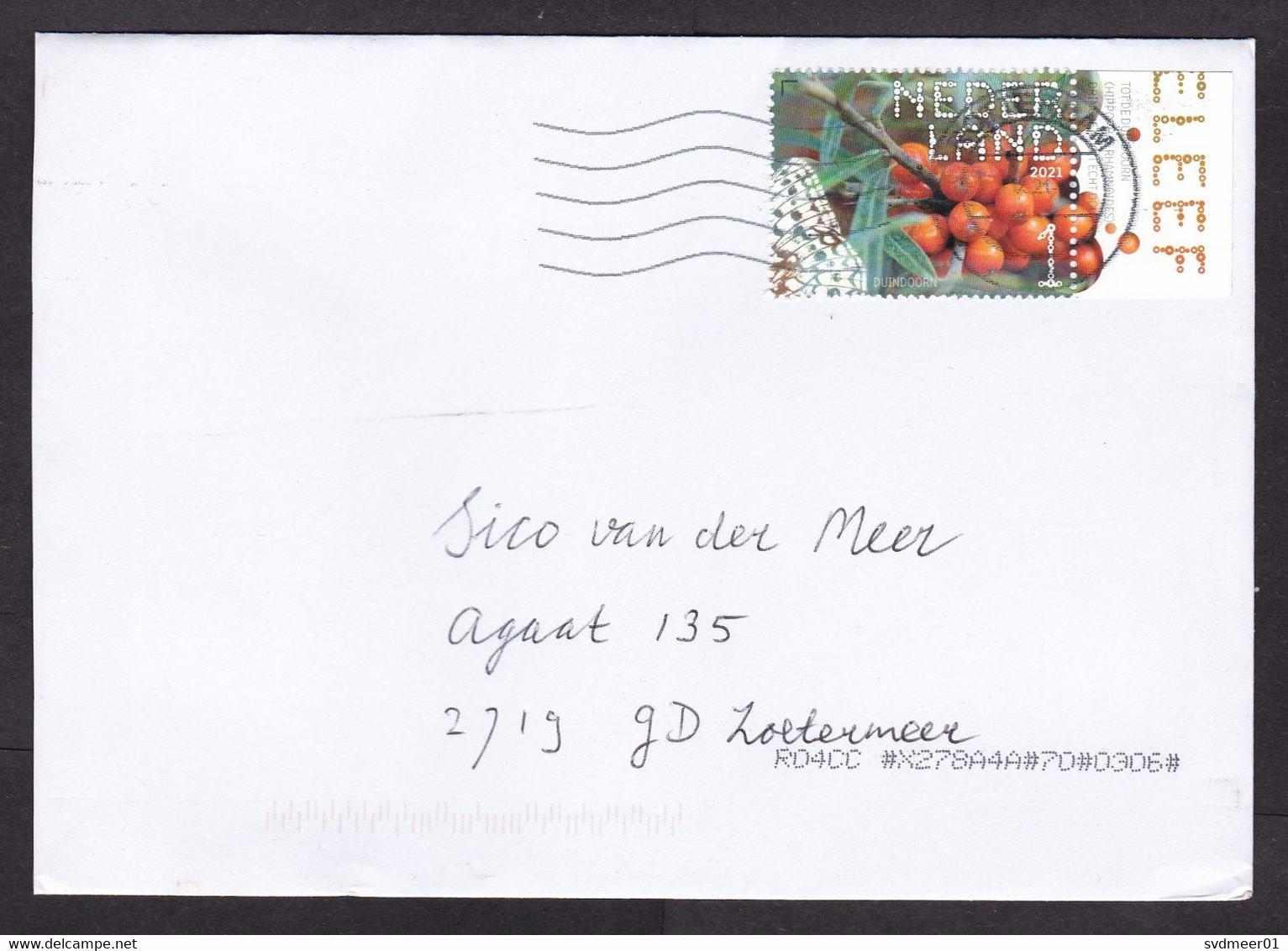 Netherlands: Cover, 2021, 1 Stamp + Tab, Berries, Fruit, Food, Plant (traces Of Use) - Lettres & Documents