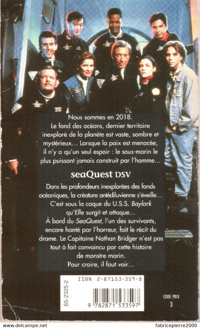 SEAQUEST DSV L'Ancien - Roman Inédit De David Bischoff D'après La Série TV D'Amblin & Universal Television TBE - Lefrancq