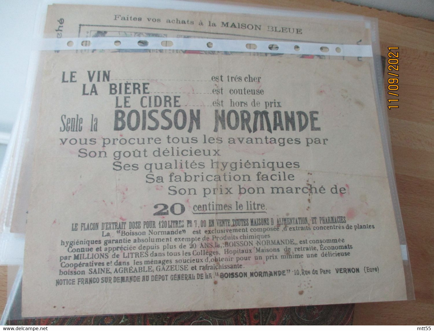 Feuille Publicite Boison Normande  A Vernon  Image Epinal  M Fouettard - Publicités