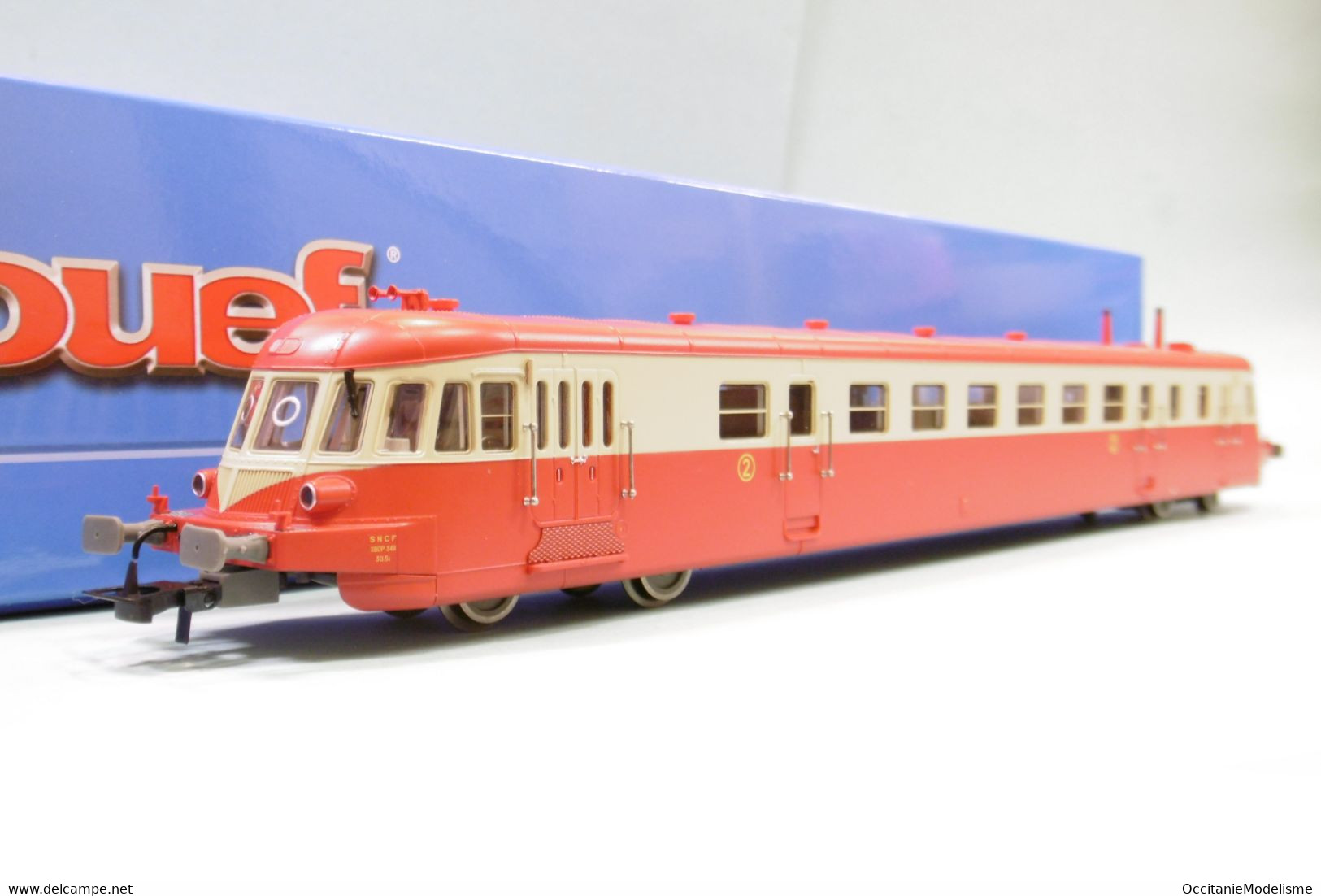 Jouef - Autorail ABJ2 X BDP 3411 Rouge/beige Toit Rouge SNCF ép. IV DCC Sound Réf. HJ2409S Neuf HO 1/87 - Locomotives