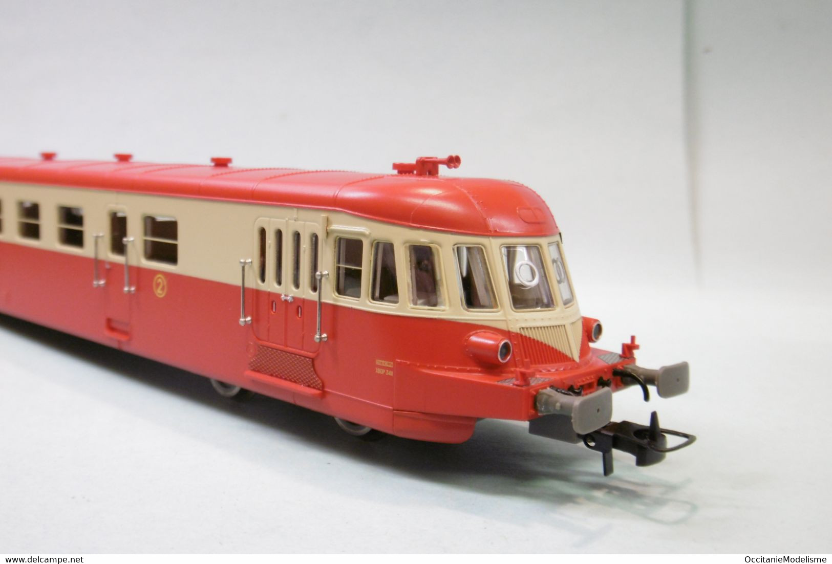 Jouef - Autorail ABJ2 X BDP 3411 Rouge/beige Toit Rouge SNCF ép. IV DCC Sound Réf. HJ2409S Neuf HO 1/87 - Locomotive