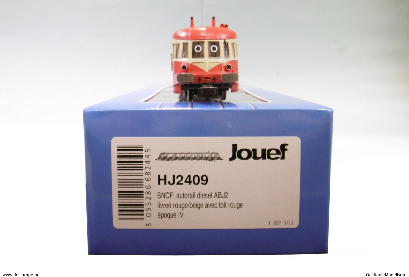 Jouef - Autorail ABJ2 X BDP 3411 Rouge/beige Toit Rouge SNCF ép. IV Réf. HJ2409 Neuf HO 1/87 - Locomotieven