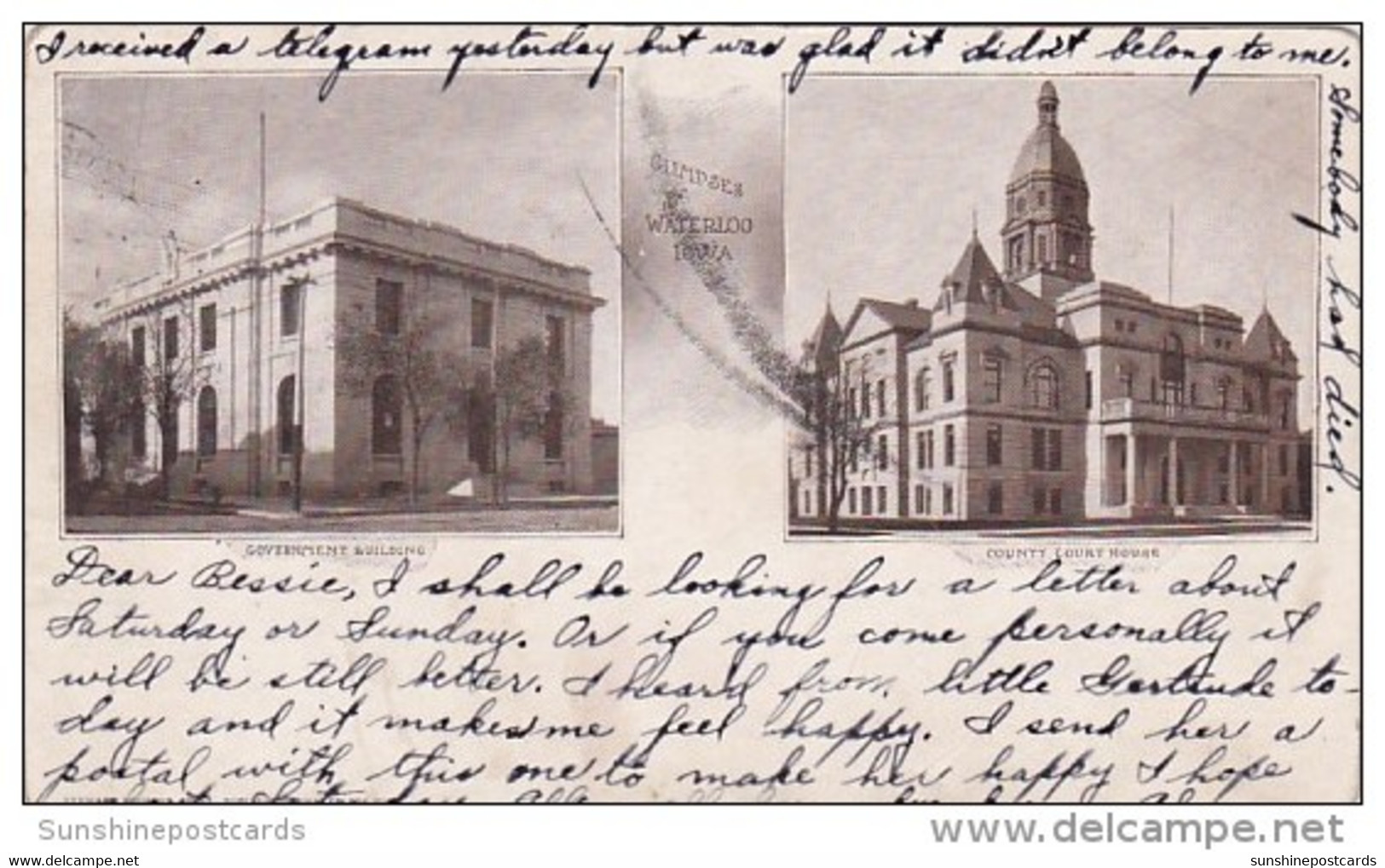Government Building County Court House Glimpses Of Waterloo Iowa 1907 - Waterloo