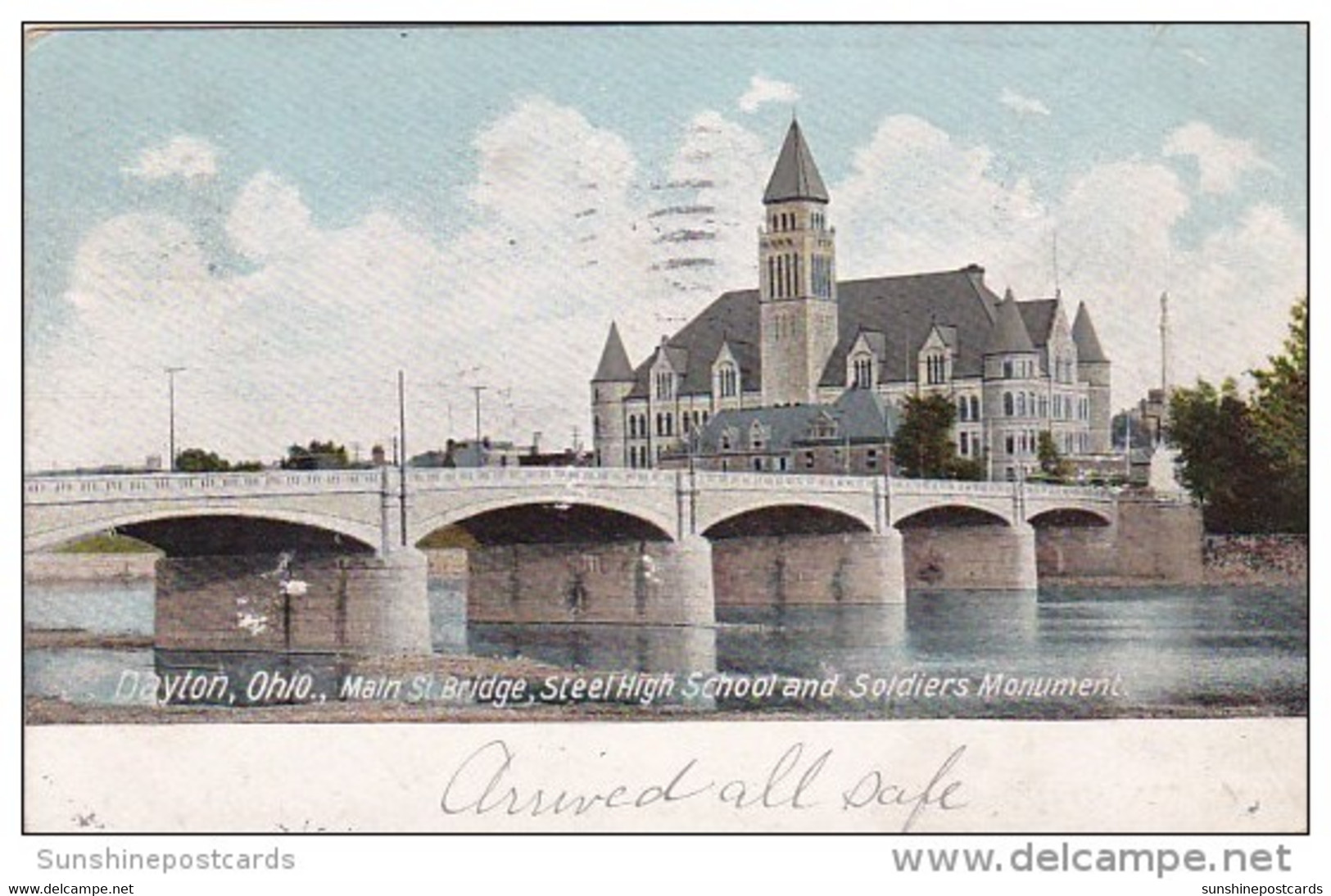 Main Street Bridge Steel High School And Soldiers Monument 1906 - Dayton