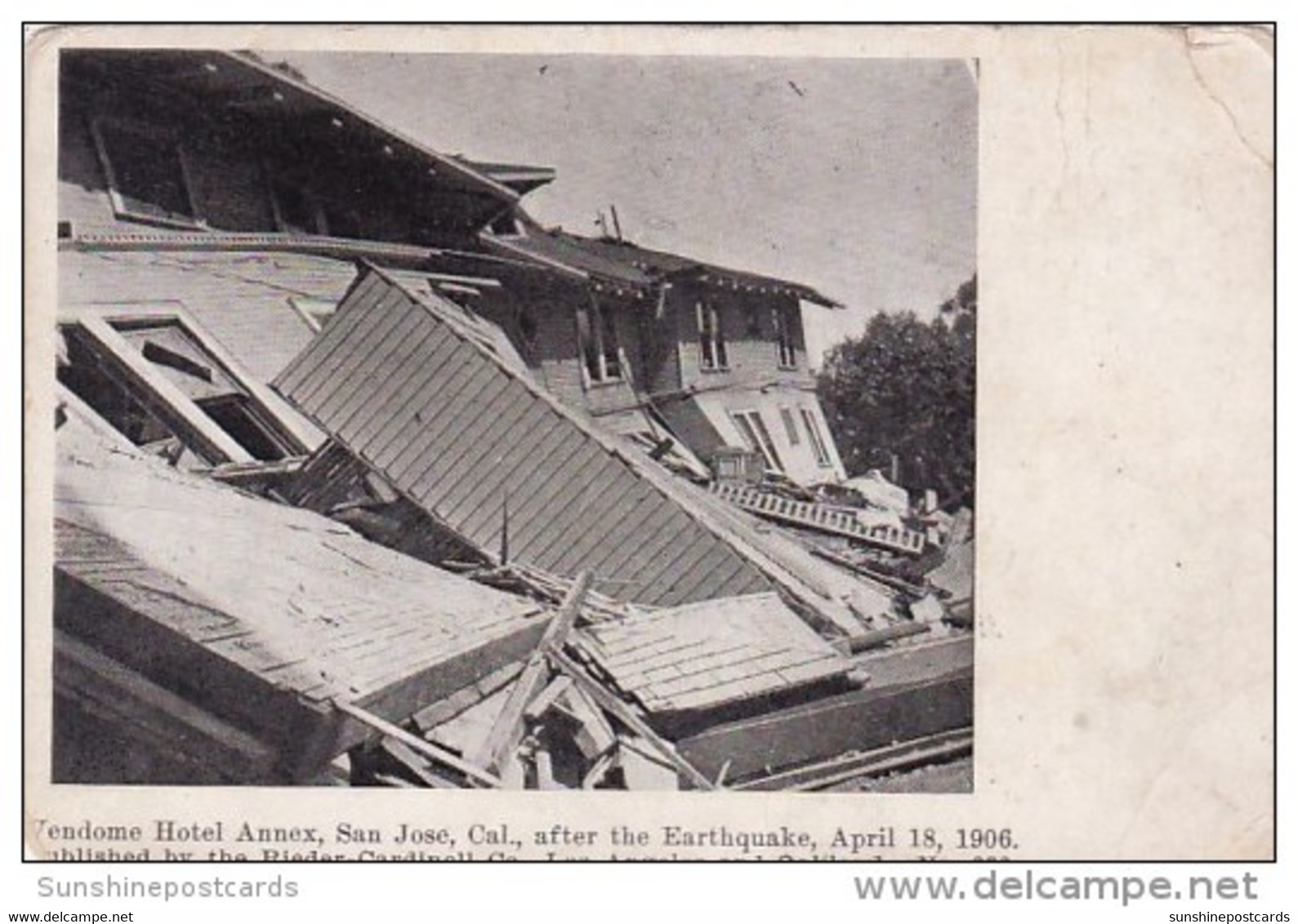 After The Earthquake April 18 1906 Vendome Hotel Annex San Jose California - San Jose