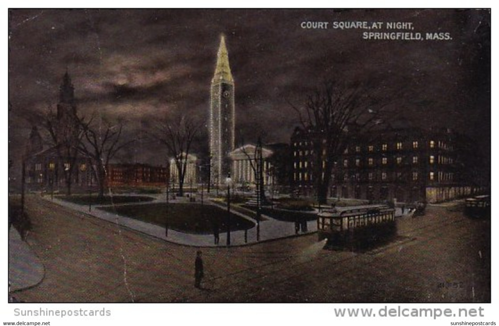 Court Square At Night Springfield Massachusetts 1923 - Springfield