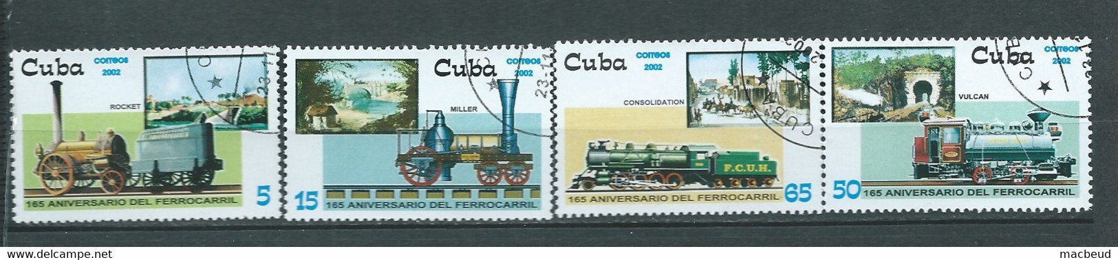 Cuba  - 4 Timbres Oblitérés  Année 2012 - 165 Aniversario Del Ferrocarril   AU 7903 - Gebruikt